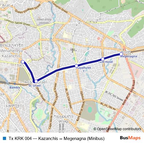 Tx KRK 004 bus Line Map