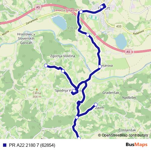 PR A22 2180 7 (62854) bus Line Map