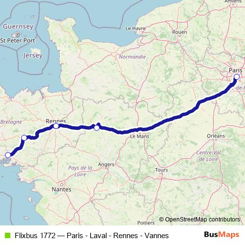 Flixbus 1772 bus Line Map