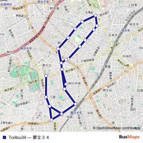 Toritsu34 bus Line Map