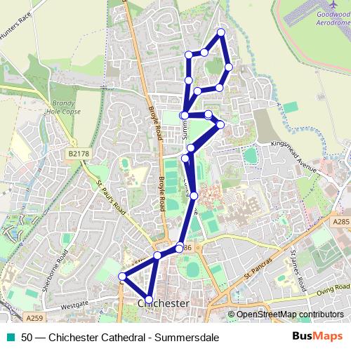 50 bus Line Map