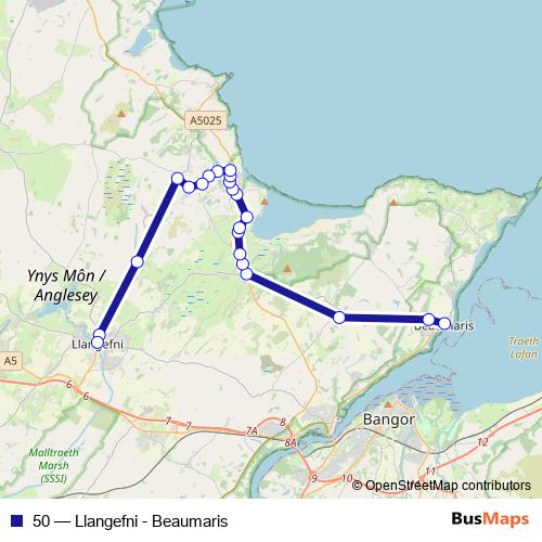 50 bus Line Map