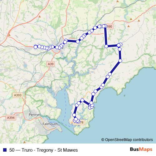 50 bus Line Map