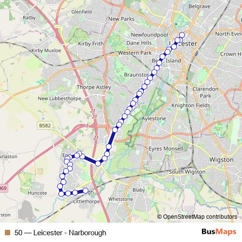 50 bus Line Map