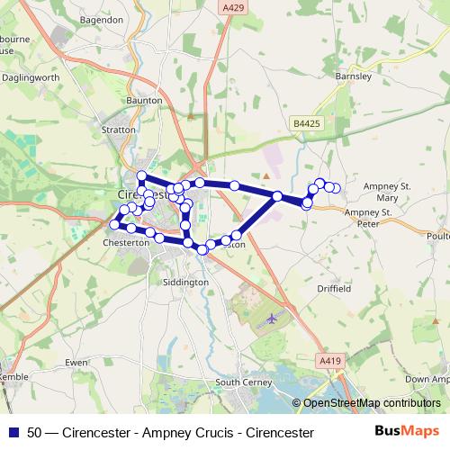 50 bus Line Map
