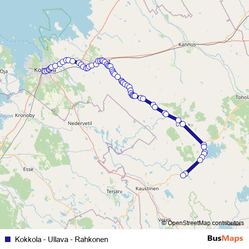 Kokkola - Ullava - Rahkonen bus Line Map