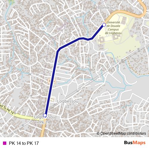 PK 14 to PK 17 bus Line Map