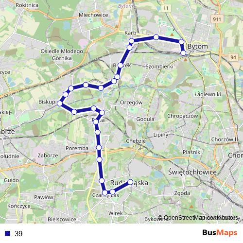 39 bus Line Map
