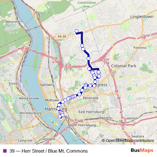 39 bus Line Map