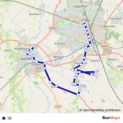39 bus Line Map