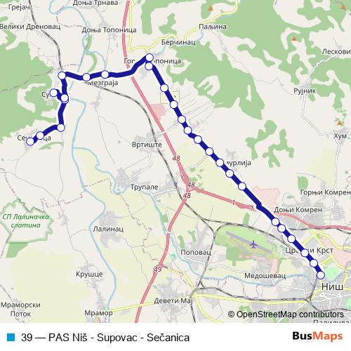 39 bus Line Map