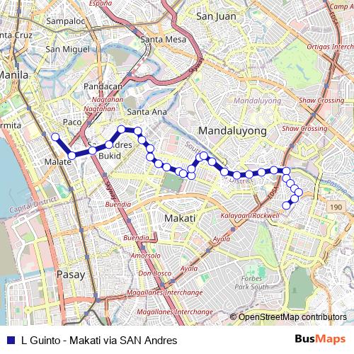 L Guinto - Makati via SAN Andres bus Line Map