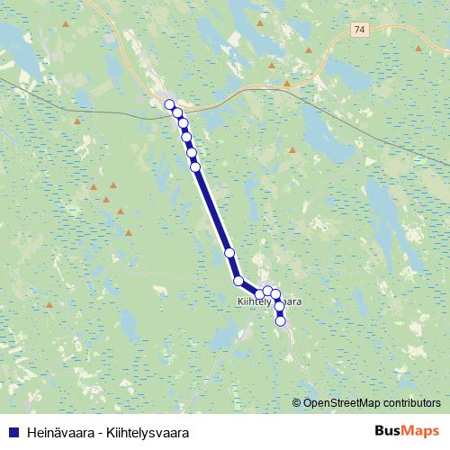 Heinävaara - Kiihtelysvaara bus Line Map