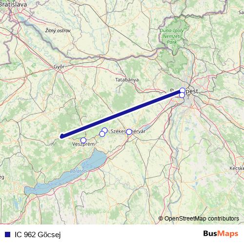 IC 962 Göcsej rail Line Map