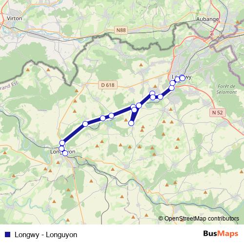 Longwy - Longuyon bus Line Map