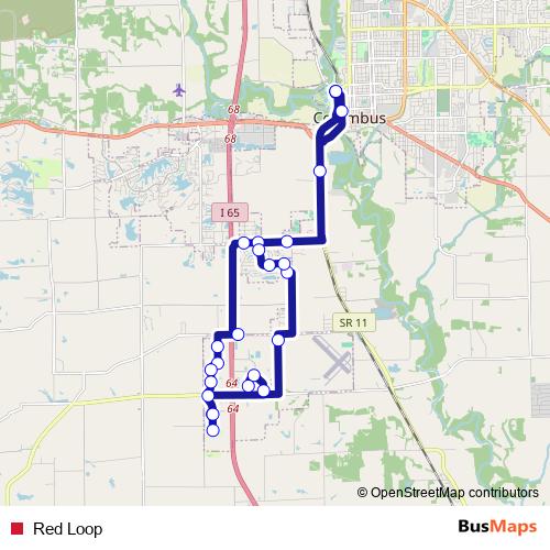 Red Loop bus Line Map