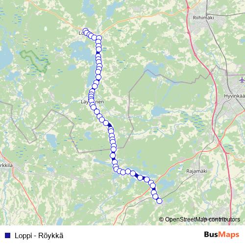 Loppi - Röykkä bus Line Map