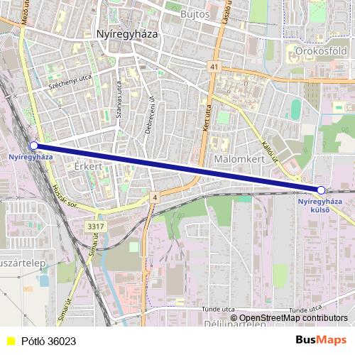 Pótló 36023 bus Line Map