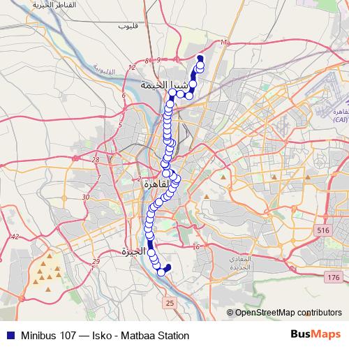 Minibus 107 bus Line Map