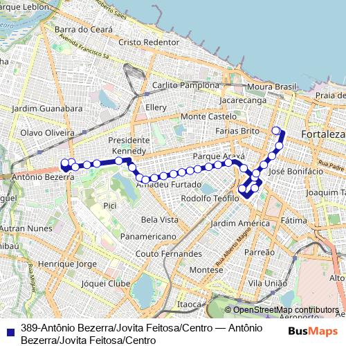 389-Antônio Bezerra/Jovita Feitosa/Centro bus Line Map
