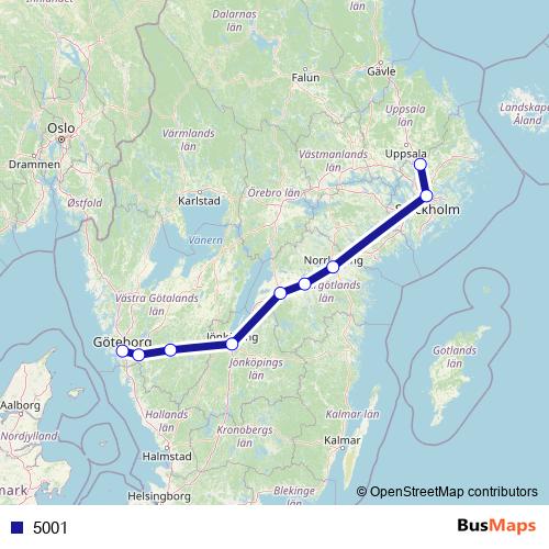 5001 bus Line Map