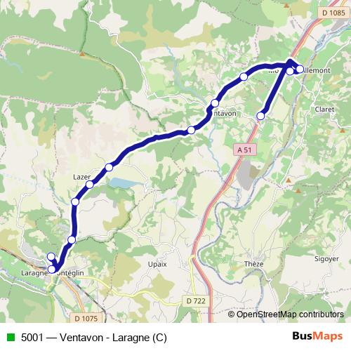5001 bus Line Map