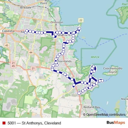 5001 bus Line Map