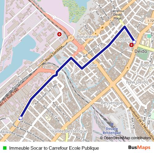 Immeuble Socar to Carrefour Ecole Publique bus Line Map