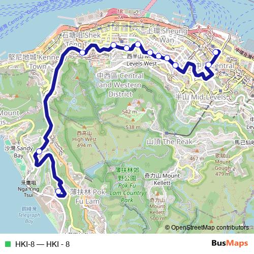 HKI-8 bus Line Map