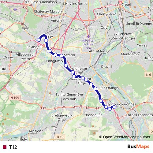 T12 tram Line Map