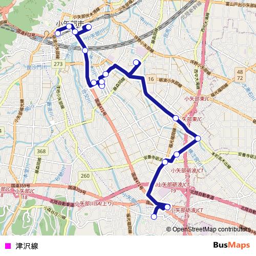 津沢線 bus Line Map