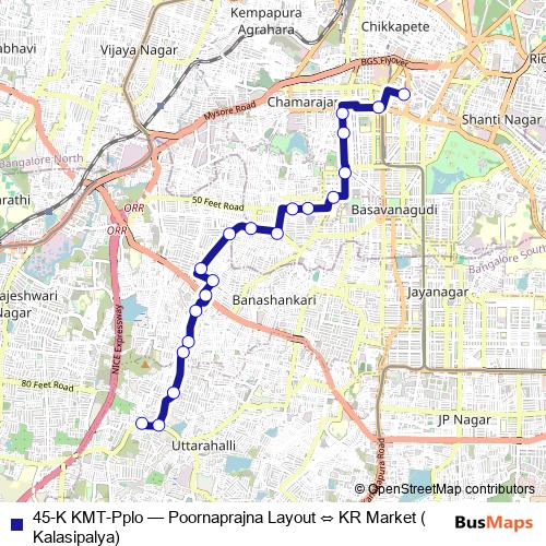 45-K KMT-Pplo bus Line Map