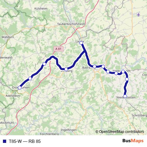 T85-W rail Line Map
