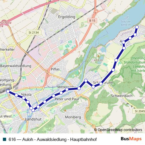 616 bus Line Map