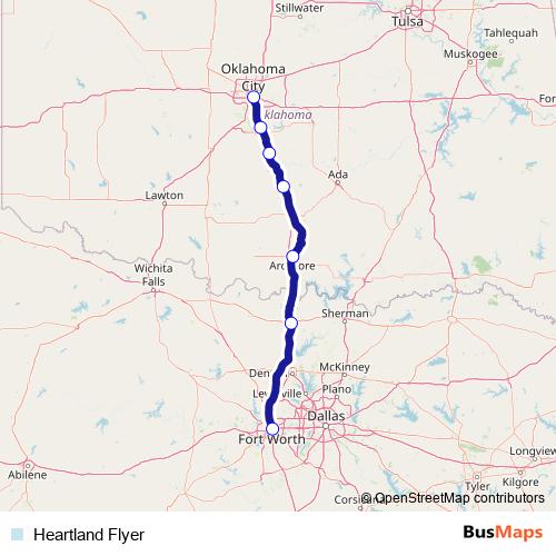 Heartland Flyer rail Line Map