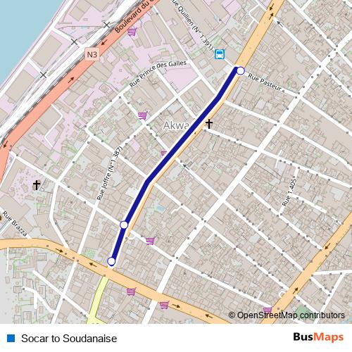 Socar to Soudanaise bus Line Map