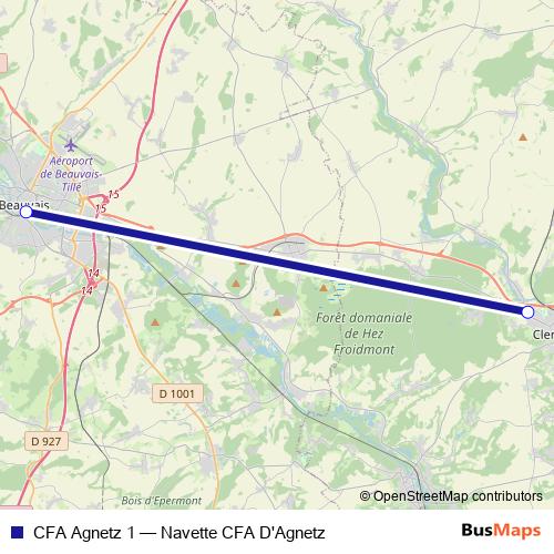CFA Agnetz 1 bus Line Map