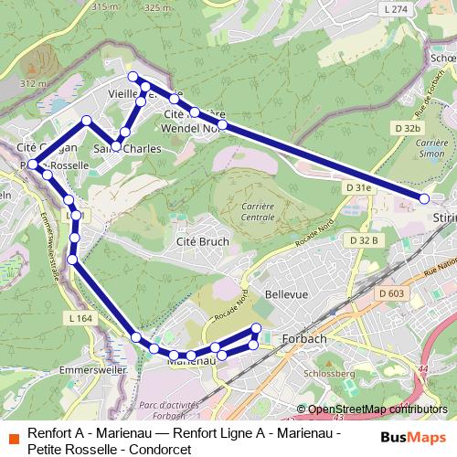 Renfort A - Marienau bus Line Map