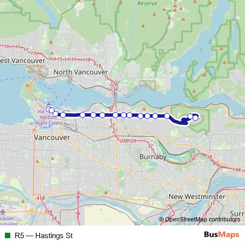 R5 bus Line Map