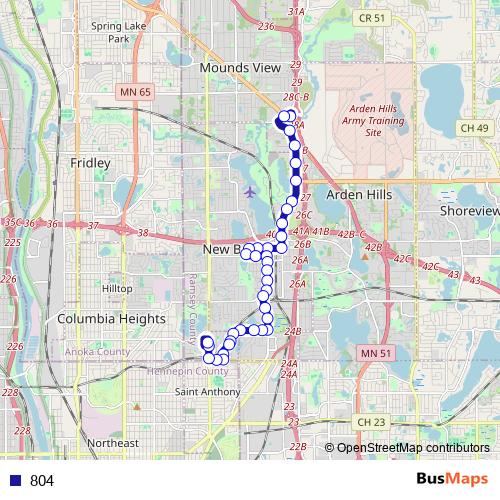804 bus Line Map