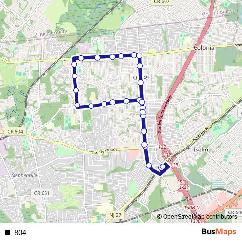 804 bus Line Map