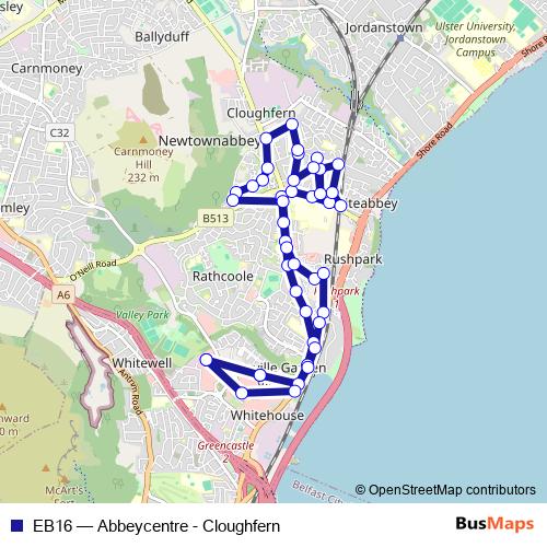EB16 bus Line Map