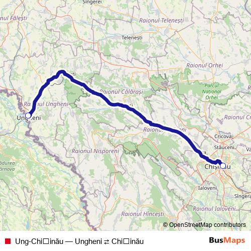 Ung-Chișinău bus Line Map