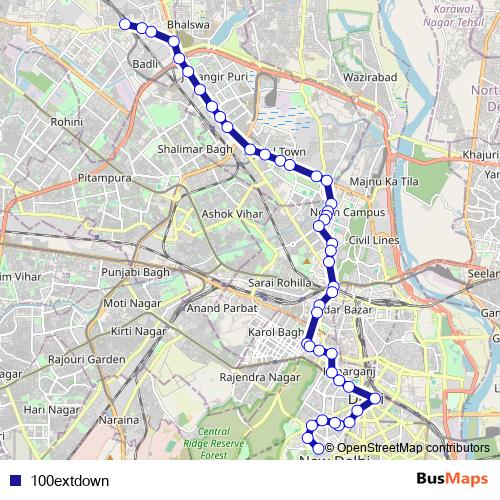 100extdown bus Line Map