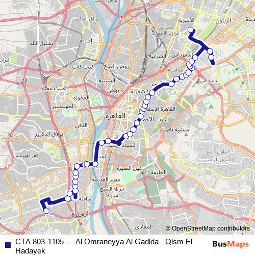 CTA 803-1105 bus Line Map