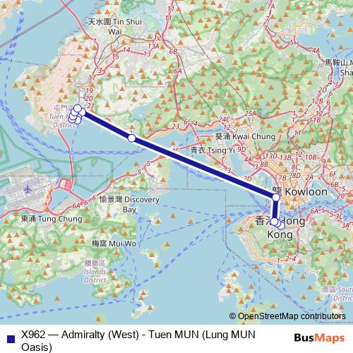 X962 bus Line Map