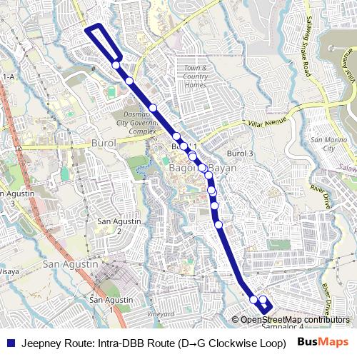Jeepney Route: Intra-DBB Route (D→G Clockwise Loop) bus Line Map