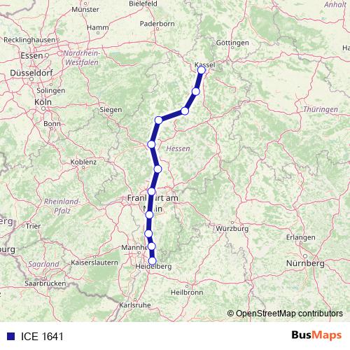 ICE 1641 rail Line Map