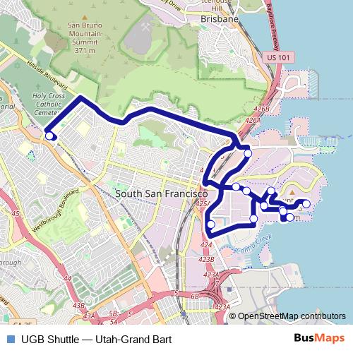 UGB Shuttle bus Line Map