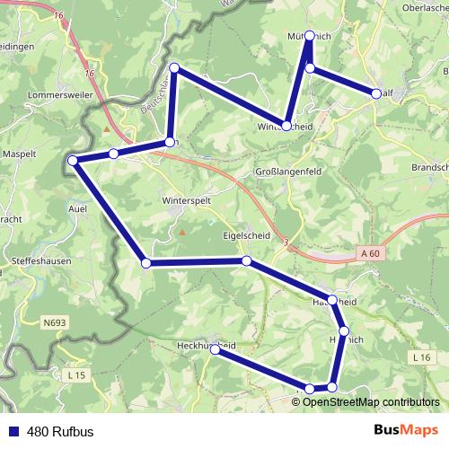 480 Rufbus bus Line Map